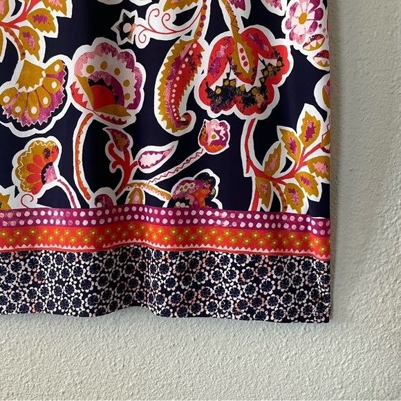 Donna Morgan Sleek Shift Dress Women’s 14 Floral Print V Neck 3/4 Sleeve Slinky - Picture 9 of 14